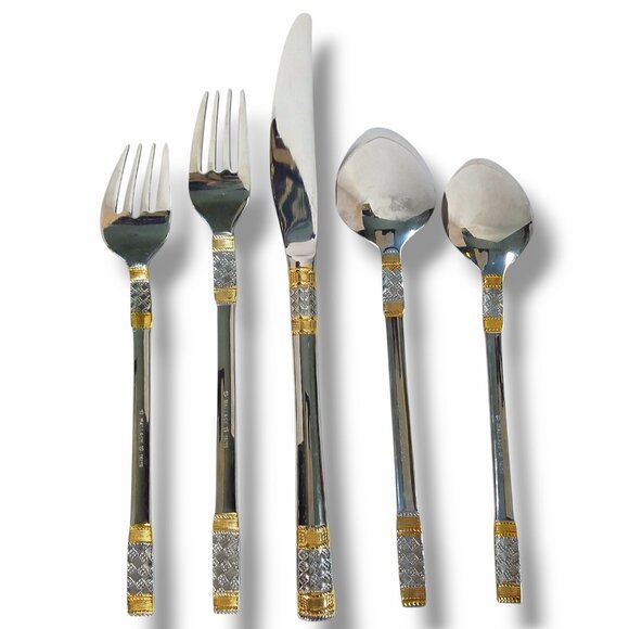 Wallace Golden Corsica 5 Piece Place Setting 18/10 Stainless Steel Flatware - Picture 9 of 10